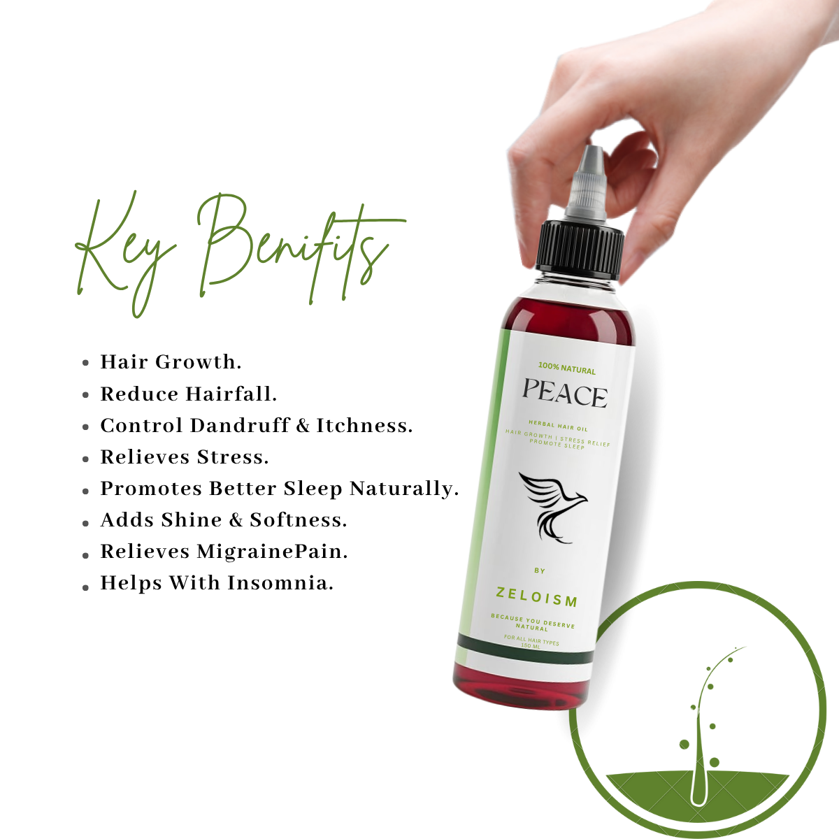 Best Herbal Hair Oil in Pakistan | Peace by ZELOISM Hair Growth & Anti Hair Fall Formula